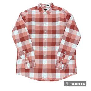 Men's EDDIE BAUER Red Checkered Button Shirt Relaxed Fit Long Sleeve- Size‎ TXL